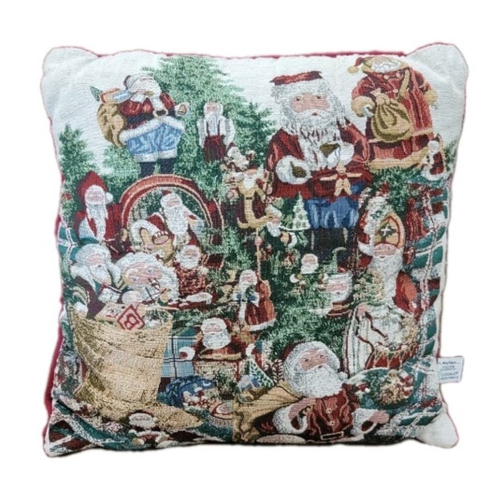 Vintage Christmas Tapestry Pillow Mary Hulgan for Riverdale Holiday Decor Santa